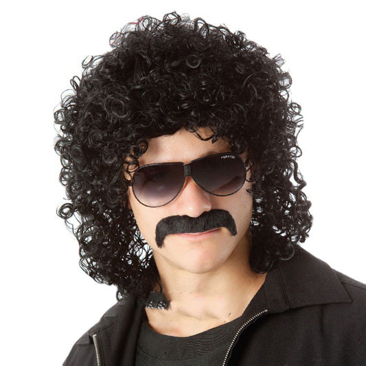 Dr Banned Strummer Long Curly Men's Synthetic Wig