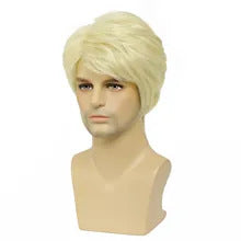 Perruque naturelle synthétique blonde pour hommes