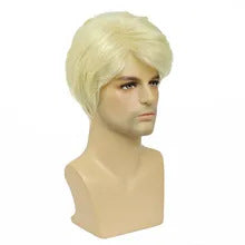 Perruque naturelle synthétique blonde pour hommes