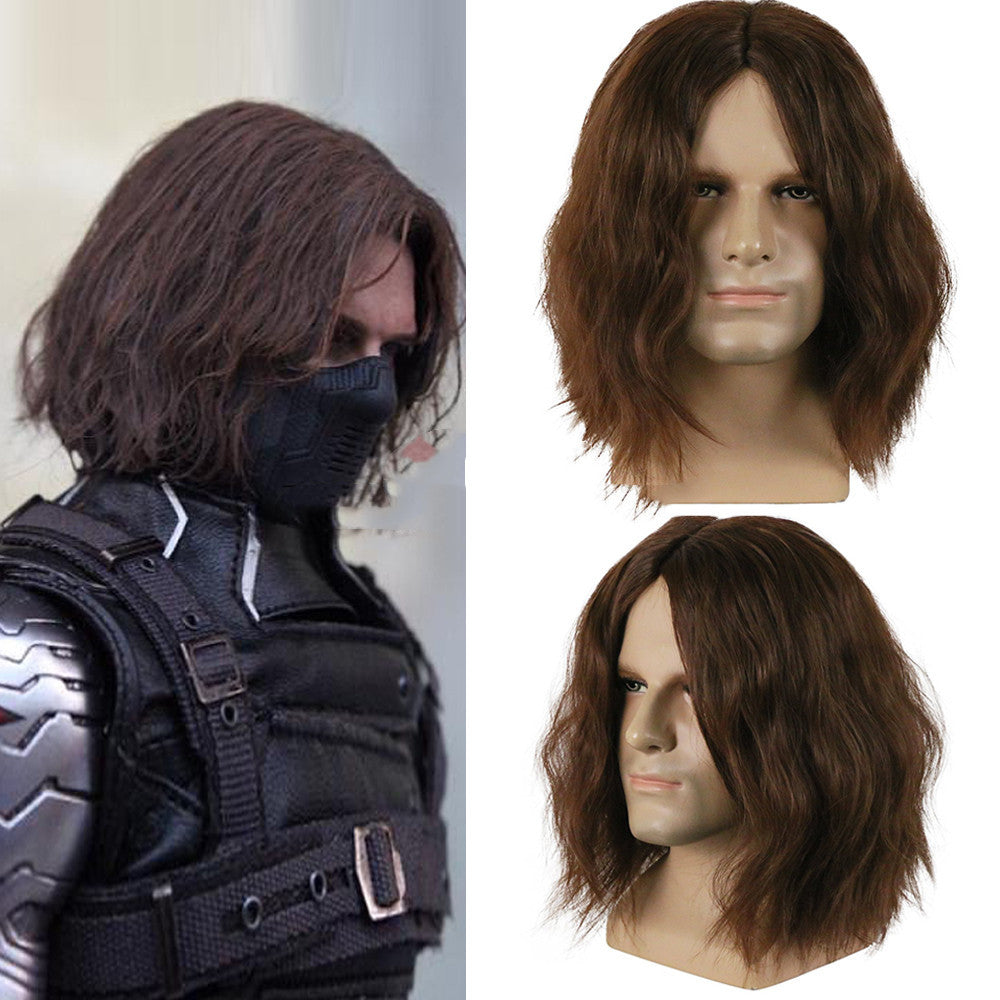 Winter Soldier Cosplay / Bintang rock Rambut Palsu Coklat